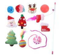Milisten 11pcs Christmas Cat Teaser Stick Toy Set Squeaker Interactive Indoor Cat Toys Kit for Play and Exercise Multifunctional Wand for Adult and Kittens