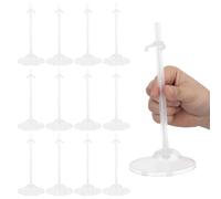Milisten 12 Pcs Transparent Doll Stand: Adjustable Height to 8.5" Plastic Display Holder - Clear Action Figure Support Bracket for Small to Medium Dolls and Collectables