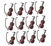 Milisten 12 Sets Mini Violin Model Decorations Realistic Musical Instrument Simulations Christmas Ornaments for Dollhouse Home Office Festive Display