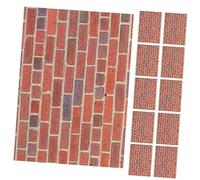Milisten 12 Sheets Scale Miniature Dollhouse Wallpaper Self Adhesive Red Brick Pattern Peel and Stick Cladding for DIY Dollhouse Decoration Background Wall Covering