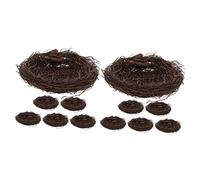 Milisten 12pcs Artificial Bird Nest Decor Rattan Easter Nest Ornament Wildlife Garden Decor for Home