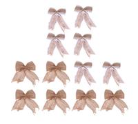 Milisten 12pcs Hessian Lace Bowknots Set, 6pcs Each C2-1 C2-6, Decorative Christmas Tree Hanging Pendants and Wrapping Ornaments for Holiday Home Décor