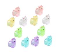 Milisten 12Pcs Luminous Miniature Alpaca Figurines Glow The Dark Tiny Animal Ornaments for Micro Landscape Garden and Home Decor Resin Miniature Decorations