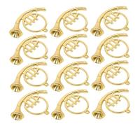 Milisten 12pcs Miniature Gold Plastic Trumpet Ornaments for Christmas Tree Decorations DIY Wreath Accessories Musical Instrument Models for Holiday Party Photo Props