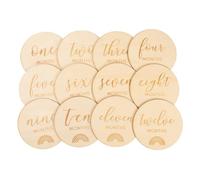 Milisten 12PCS Natural Wooden Cards for Monthly Growth Commemorative Photo Props for Newborns for Photography and Social Media Sharing