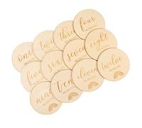 Milisten 12PCS Natural Wooden Milestone Cards Monthly Growth Photography Props for Newborns Durable and Practical Commemorative Cards for Every Month for Social Media Sharing