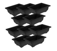 Milisten 12pcs Retro Style Plastic Bonsai Pots Rectangular Garden Planters for Indoor Outdoor Use Lightweight Window Box Flower Containers for Balcony Patio Home Decor