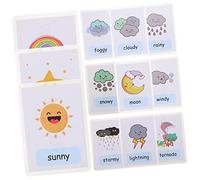 Milisten 12Pcs Weather Cognition Flash Cards for Double Sided Educational Learning Tool Portable Sight Words Cards for Early Learning and Memory Development