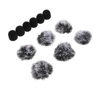 Milisten 12pcs Wireless Lavalier Microphone Windscreen Covers with 6 Furry Windshields and 6 Sponge Mic Shields, Small Mic Wind Cover Kit for Outdoor Interviews and Meetings
