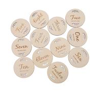 Milisten 12Pcs Wooden Growth Milestone Cards Birth Month Commemorative Cards for Newborn Photography Keepsake for First Year Memories