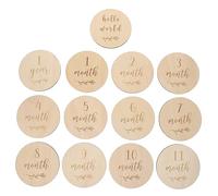 Milisten 13Pcs Wooden Newborn Milestone Cards Capture Precious Growth Moments Photo Props for First Year Monthly Memory Keepsakes Wood Color