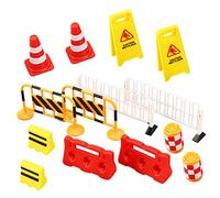 Milisten 14Pcs Road Signs Traffic Cones Barricades for Learning Plastic Construction for Boys and Enhance Symbol Recognition Skills