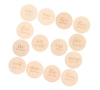 Milisten 14pcs Wooden Baby Photo Props Double Sided Cards and Discs for Monthly Growth Recording One Month Old Baby Sign and Birthdays