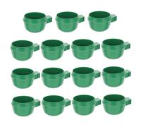 Milisten 15Pcs Bird Feeding Bowl Green Round Food Container with Clip for Parrots Pigeons and Small Animals Easy to Clean Fixed Design Capacity for Bird Cage