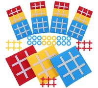 Milisten 15pcs Mini Felt Ticktacktoe Board Game for Educational for Critical Thinking and Stress Relief Interactive Party Activity Game with Red Yellow Blue