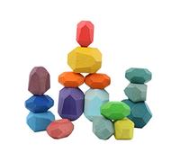 Milisten 16pcs Beechwood Stacking Stones Early Learning Balancing Blocks for Cognition Playthings to Enhance Imagination and Coordination Skills