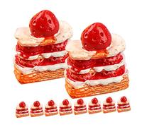 Milisten 16Pcs Realistic Strawberry Cake Models Artificial Fake Cakes for Home Decor DIY and Festivals for Cake Shops and Art Sketches