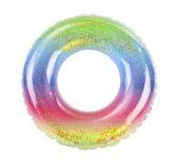 Milisten 1pc Rainbow Glitter Inflatable Swim Ring for Adults PVC Pool Float with Sparkling Effect for Summer Beach Parties and Water Fun