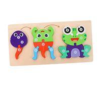 Milisten 1set Boys and Girls Educational Wooden Frog Puzzle Toy for Early Learning Boy Girl Development and Cognitive Growth Safe Smooth and Interactive Jigsaw Plaything for Toddlers