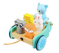 Milisten 1Set Lovely Animal Cart Educational Pull Along Walker for Years Old for Early Learning and Shape Cognition Development
