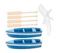 Milisten 1Set Miniature Beach Accessories Set Blue Boats Oars White Chair Ocean Doll House Decor for Beach Theme Decoration Aesthetic Photo Props