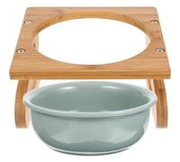 Milisten 1Set Tilted Ceramic Cat Bowl with Bamboo Stand Slip Elevated Feeding Dish for Cats and Kittens Ergonomic Design for Comfortable Eating Capacity