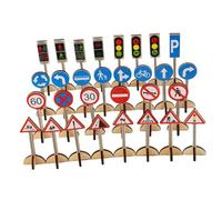 Milisten 1Set Traffic Sign Educational Wooden Road Signs for Early Childhood Learning Parent Interaction Realistic Traffic Knowledge Playtime