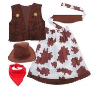 Milisten 1Set Western Cowgirl Costume for Women Outfit with Bandana Hat and Vest Breathable for Halloween Carnival and Country Parties Comfortable and Easy to Wear