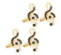 Milisten 2 Pairs Music Note Cufflinks for Men, Eye-catching Copper Sleeve Buttons with Rhinestones, Comfortable to Touch, for Birthday and Formal Occasions