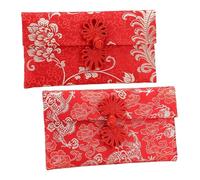 Milisten 2 Pcs Embroidered Red Envelope Money Bags with Chinese Patterns, Wedding and New Year Celebrating Red Packet Craft, Spring Festival Chic Money Holder Random Style