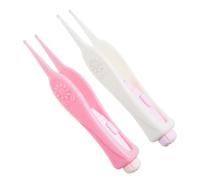 Milisten 2 Pcs LED Visible Earwax Removal Tools with Flexible Clip Tweezer Design Portable Ear Cleaner for Boy Girl and Safe Eco Friendly Plastic White and Pink