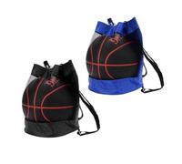 Milisten 2 Pcs Oxford Cloth Sports Ball Container Backpack with Thickened Shoulder Straps Anti-Skid Flat Bottom Mesh Net Pouch for Basketball Football Outdoor Use Blue and Black
