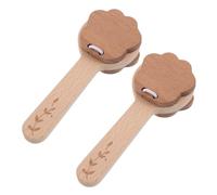 Milisten 2 Pcs Wooden Castanet Instruments with Long Handles Paw-shaped Musical Percussion for Early Music Education Ergonomic Grip Solid Wood Rhythm Clappers for Sensory Development and