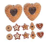 Milisten 2 Sets Artificial Cookie Models Pretend Biscuits in Heart Star Tree Shapes Lightweight Realistic Food Props for Home Kitchen Decoration Photography Display