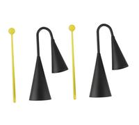 Milisten 2 Sets Double-ear Black Metal Cowbell with Sticks Hand Percussion Instrument for Clear Melodious Sound for Rock Country Latin Music Outdoor Play and Training