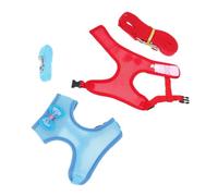 Milisten 2 Sets Hen Leash and Vest for Pet Chickens Adjustable Lost Pulling Rope with Decorative Rooster Harness Durable Cloth Material for Outdoor Activities Red Blue