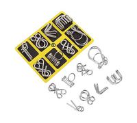 Milisten 2 Sets Nine Ring Buckle Brain Teaser Puzzle Educational Metal Unlock Game for Adults Iq Challenge Intelligence Development