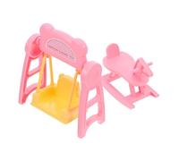 Milisten 2 Sets Pink Miniature Dollhouse Furniture Accessories for DIY Castle Swing and Rocking Horse Figurines Craft Project for Indoor Outdoor Pretend Play and Family Interaction