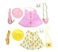 Milisten 2 Sets Rabbit Harness and Clothes with Warm Hat Cute Bag for Small Pets Soft Material Adorable Cartoon Design for Dress Up and Photos