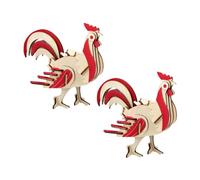 Milisten 2 Sets Wooden Rooster Puzzle Educational DIY for Brain Development and Hand Eye Coordination Portable Farm Animal Jigsaw Plaything for Boys
