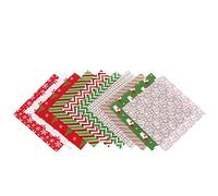 Milisten 20Pcs Christmas Cotton Fabric Bundles 20 * 20cm Sewing Square Fabric Patchwork Precut Santa Claus Scraps for DIY Christmas Sewing Quilting Craft Supplies