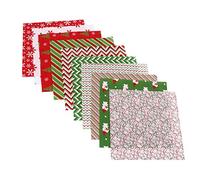 Milisten 20pcs Christmas Cotton Fabric Craft Bundle Squares - Red and Green Plaid Check Fabric - DIY Sewing Quilting 20x20cm