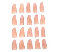 Milisten 20pcs Vinyl Fake Finger Tips with Nails Realistic Thumb Covers for Magician Trick Props Reusable Soft Finger Sleeves for Stage Performance Party and Pranks Large Small Included