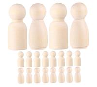 Milisten 20pcs Wooden Peg Dolls DIY Painting Kit Unfinished Wood Figurines for Safe Wooden People Figures for Crafts Decor Educational Family Fun Activities