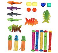Milisten 21Pcs Underwater Diving for Summer Fun Swimming Pool Treasure Hunt with Weighted Sinking Rings Octopuses and Sharks Outdoor for Family Enjoyment