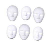 Milisten 24pcs Halloween Party Masks Male Female Full Face Blank White Paper Pulp Masks with Elastic Strap for DIY Painting Hip Hop Dance Ghost Cosplay Eco Friendly Masquerade Costume