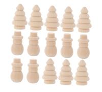 Milisten 24pcs Mini Christmas Peg Dolls DIY Wooden Tree Snowman Figures Unfinished Xmas Ornaments for Art Painting Craft Projects Family Activity Home Decoration