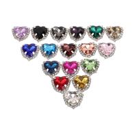 Milisten 25pcs Heart-Shaped Rhinestone Buttons for Sewing, DIY Clothes Rhinestone Decor, Crystal Flatback Embellishments Copper Claw, 12mm Inner Diameter for Wedding Dress Random Color