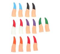 Milisten 28 Pcs Halloween Finger Cots Fake Nails Prank Props for Costume Party Carnival Masquerade Haunted House Decorations