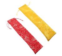 Milisten 2pcs 40cm Silk Brocade Storage Bags for Chinese Painting and Calligraphy Scrolls, Thickened Drawstring Pouches with Bright Yellow and Red Dragon Pattern, Suitable for Wedding